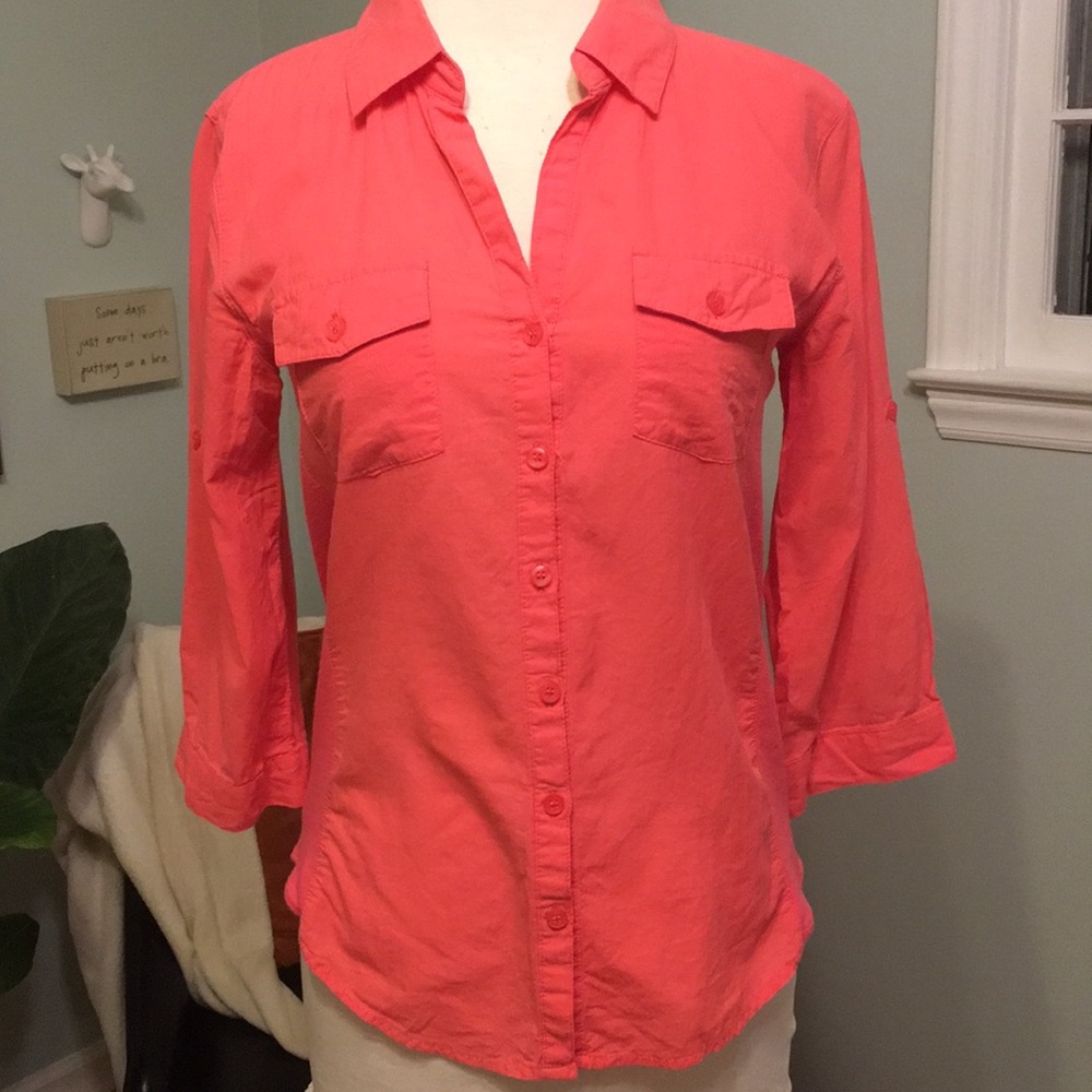 Coral button down